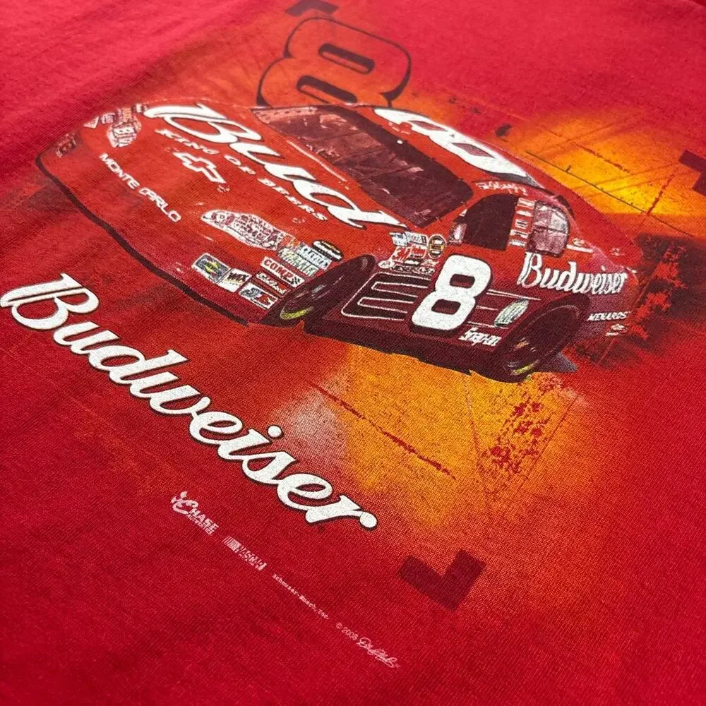 Vintage Dale Earnhardt Jr. 8 Budweiser NASCAR 2XL Red Graphic T-Shirt